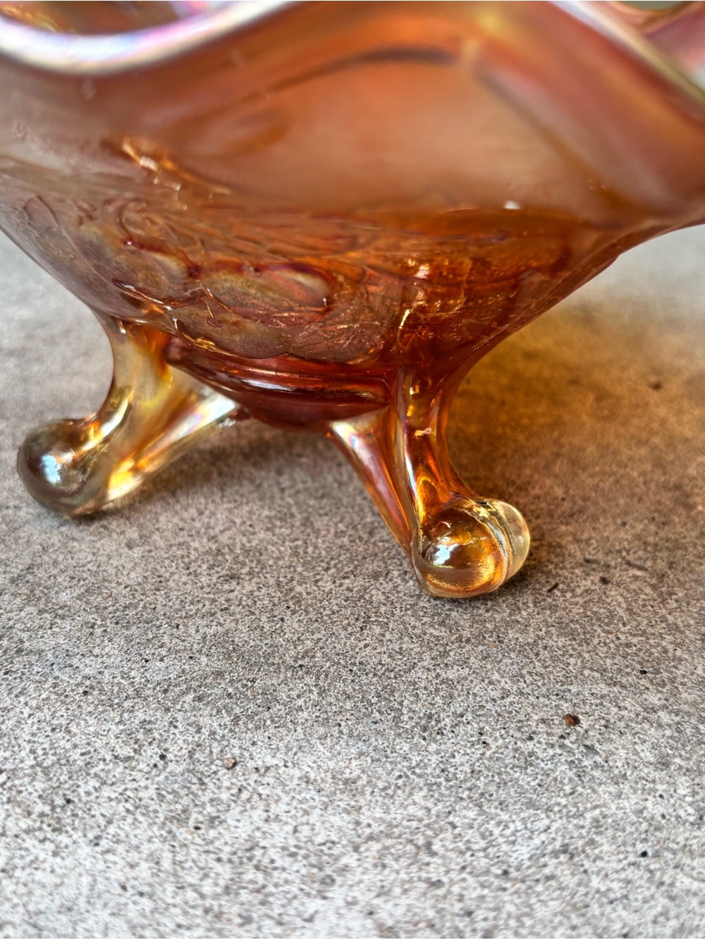 ANTIQUE MARIGOLD CARNIVAL GLASS BOWLS. CHERRY PATTERN. - Picture 10 of 14